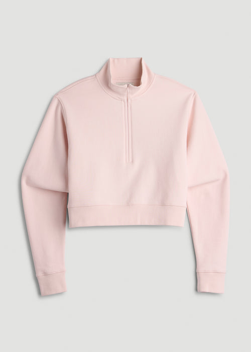 Wearever 2.0 Fleece Half-Zip Cropped Sweatshirt for Tall Women in Barely Pink