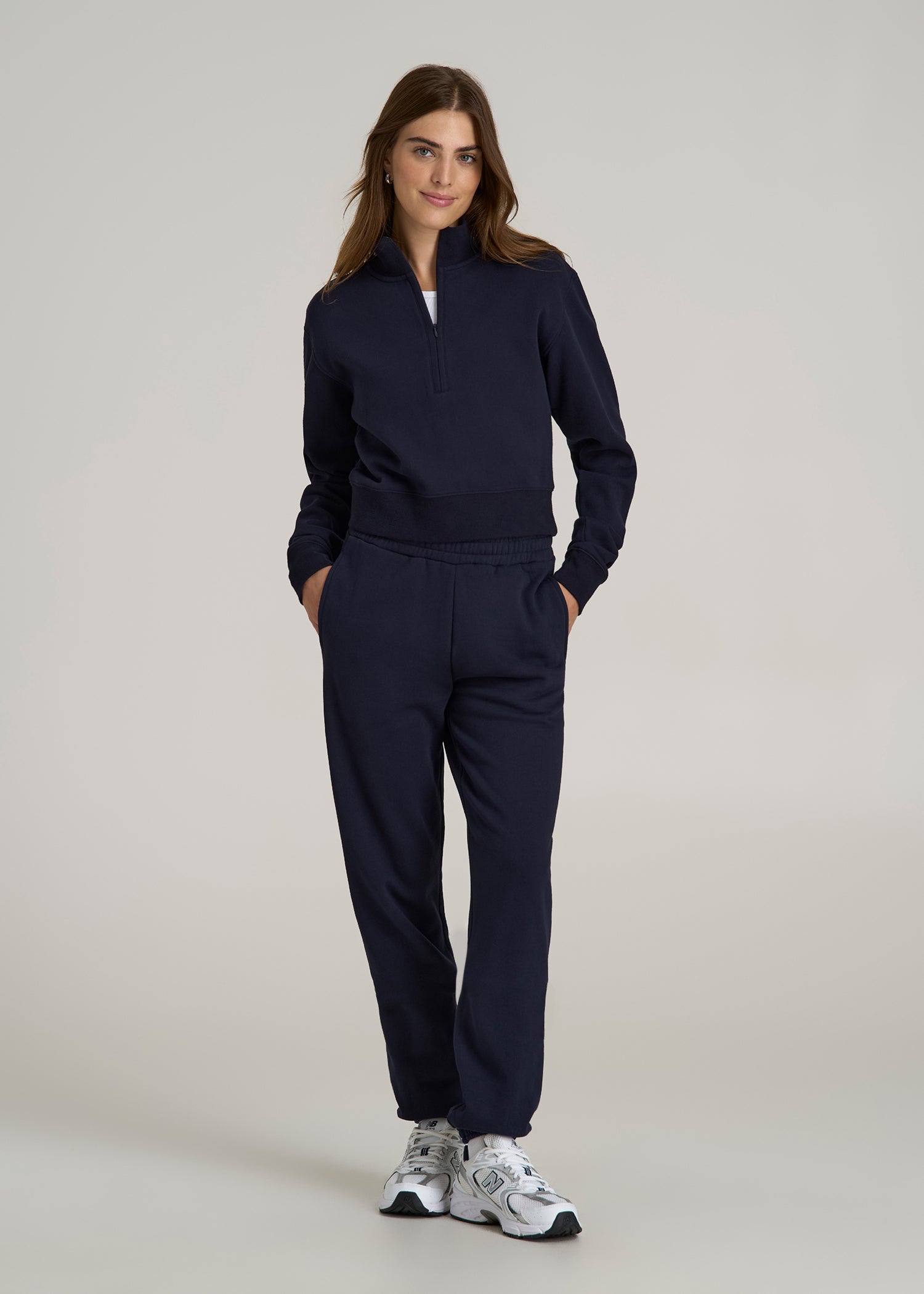 Wearever 2.0 Fleece Half-Zip Cropped Sweatshirt for Tall Women in Evening Blue
