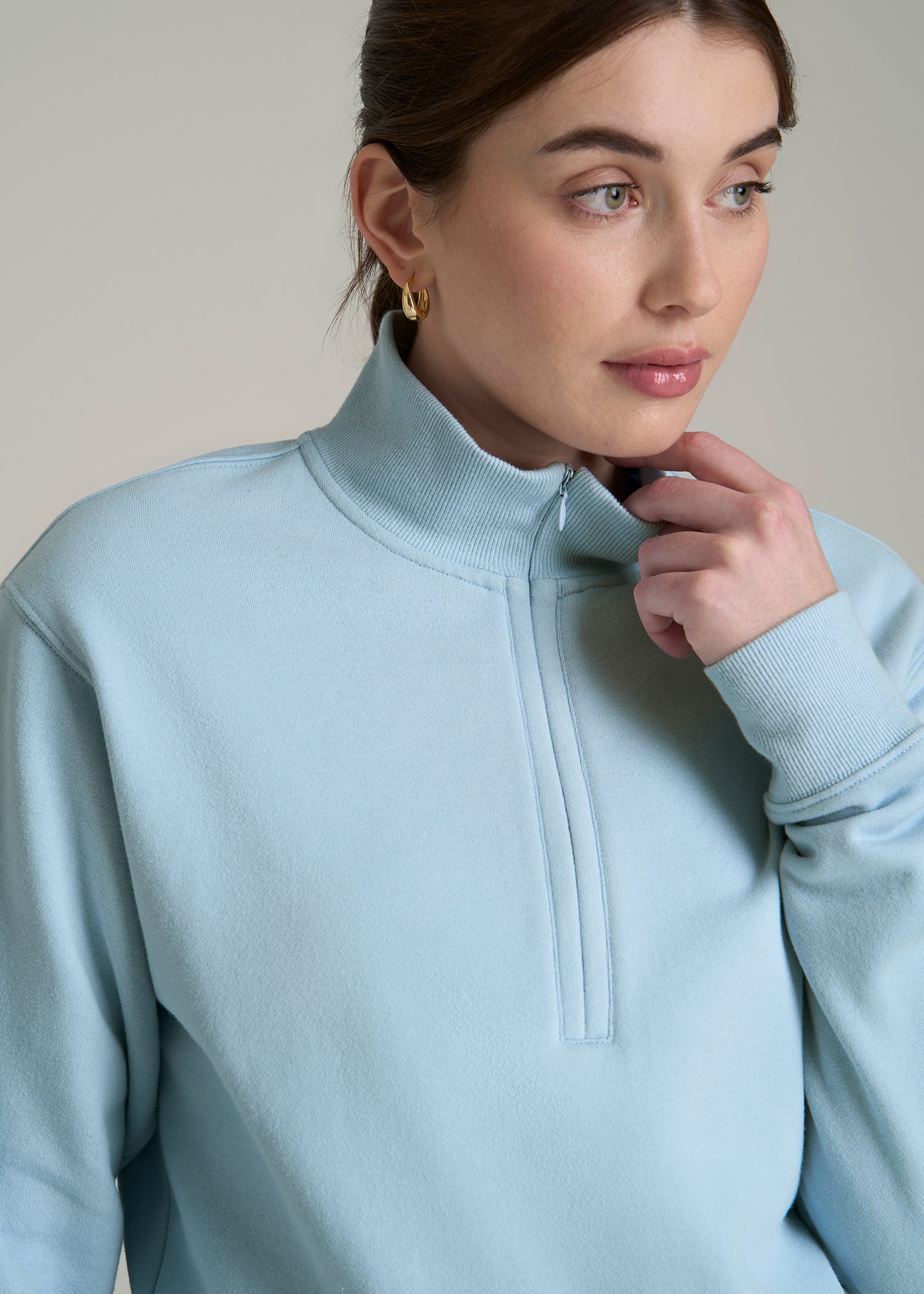 Wearever 2.0 Fleece Half-Zip Cropped Sweatshirt for Tall Women in Ice Blue