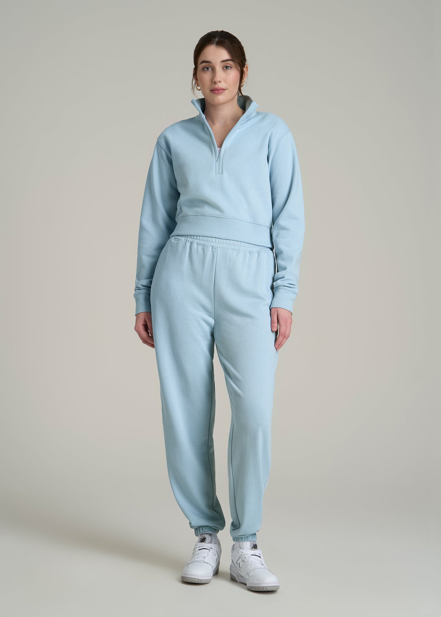 Wearever 2.0 Fleece Half-Zip Cropped Sweatshirt for Tall Women in Ice Blue