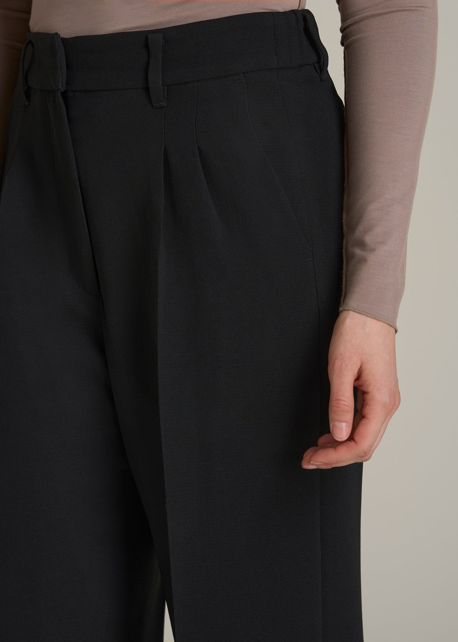 Wide Leg Pleated Dress Pants 2.0 for Tall Women in Black