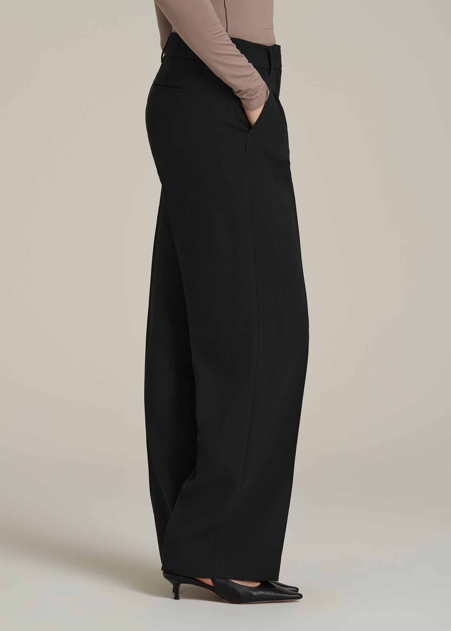 Wide Leg Pleated Dress Pants 2.0 for Tall Women in Black