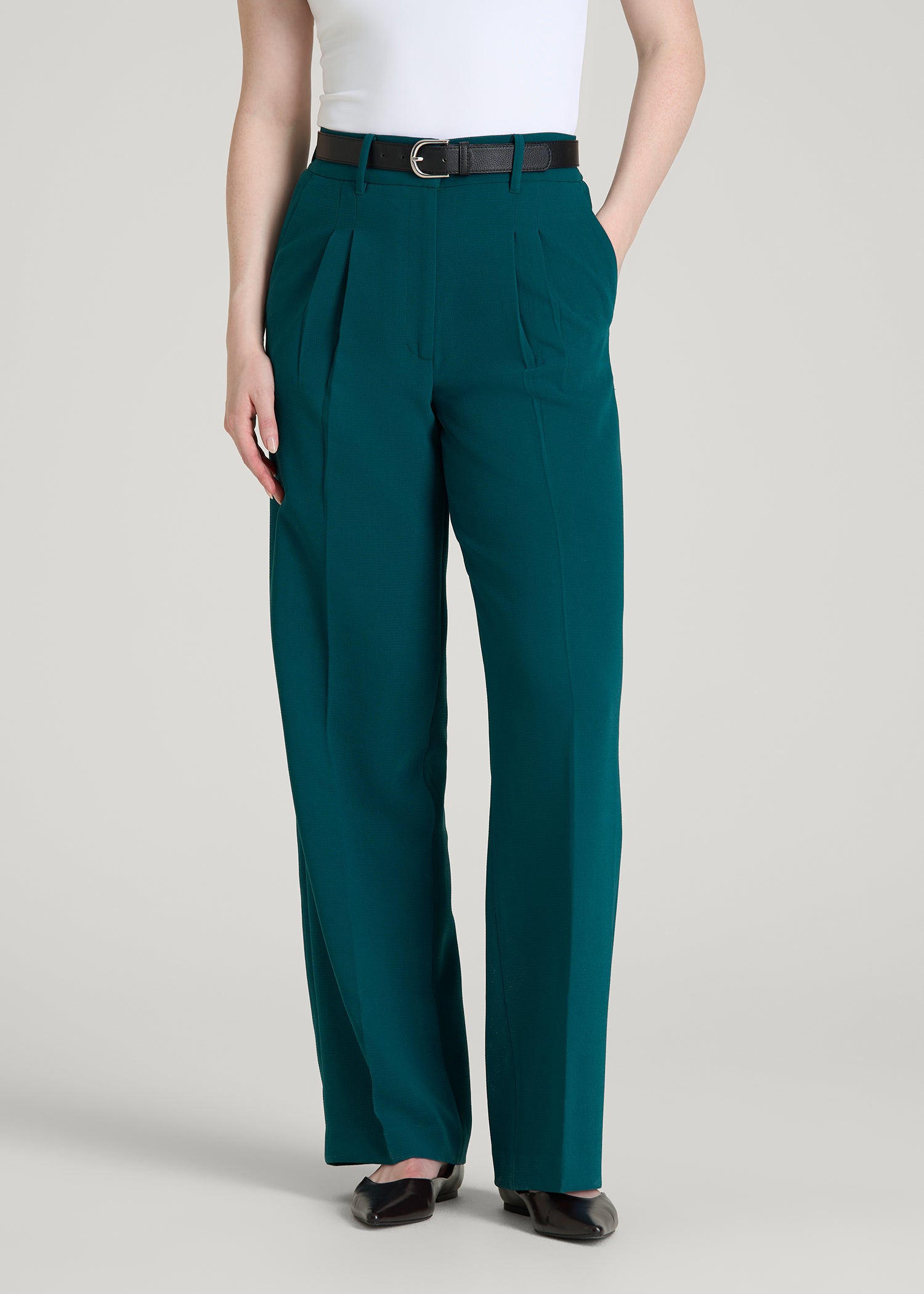Wide Leg Pleated Dress Pants 2.0 for Tall Women in Deep Teal 8 / Tall / Deep Teal