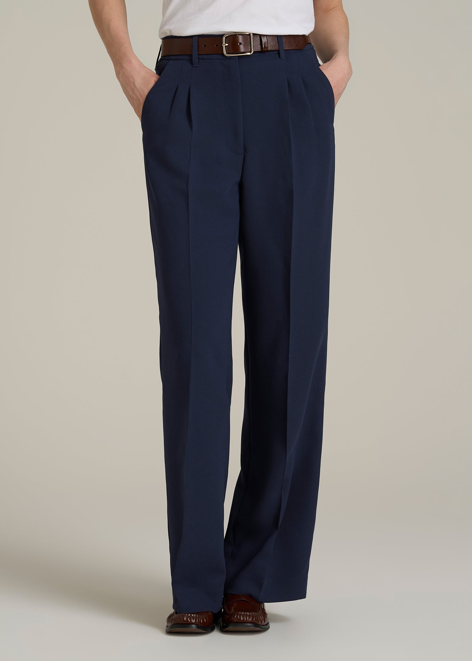 Wide Leg Pleated Dress Pants 2.0 for Tall Women in Navy 18 / Extra Tall / Navy Wide Leg Pleated Dress Pants 2.0 for Tall Women in Navy 18 / Extra Tall / Navy