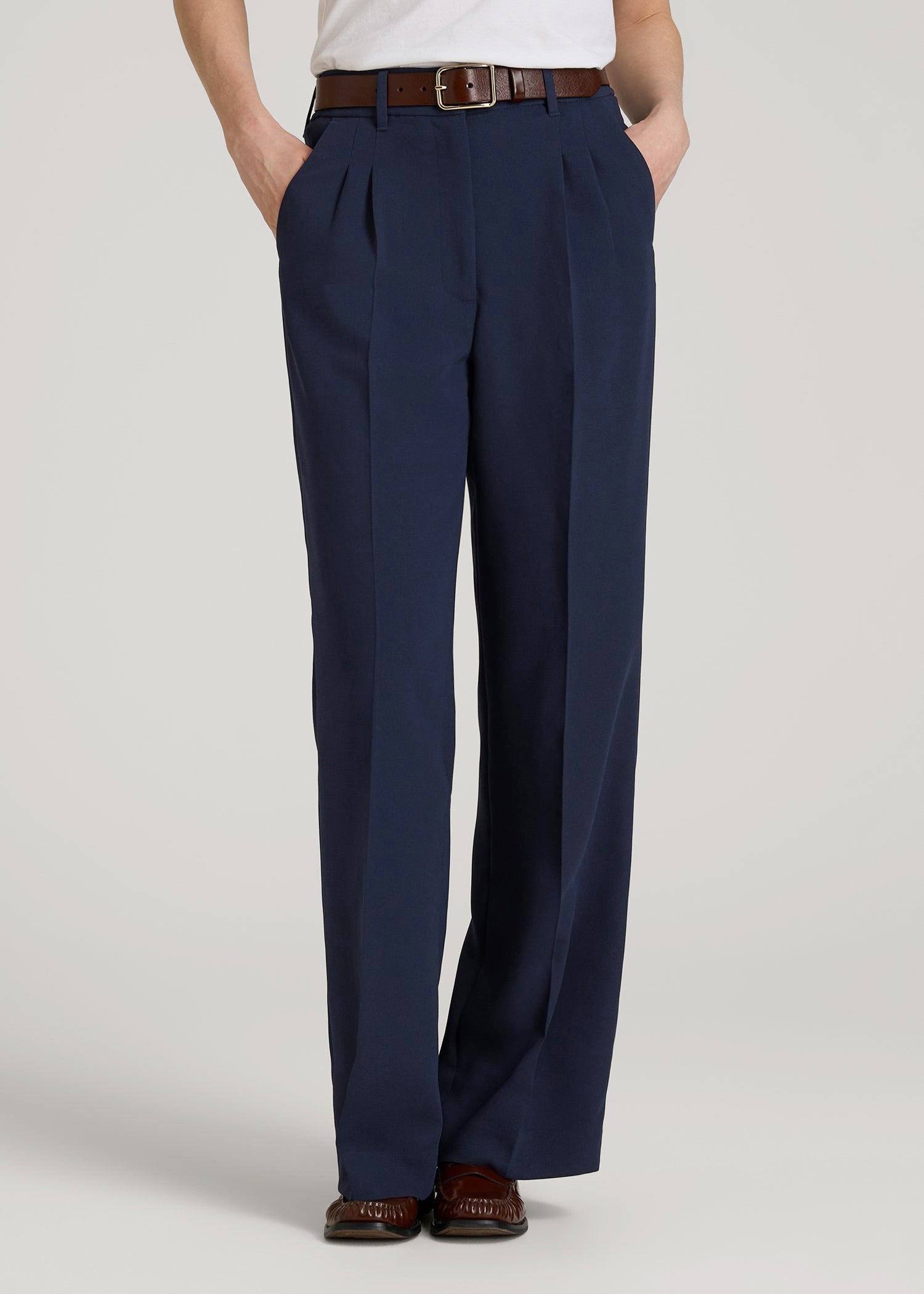 Wide Leg Pleated Dress Pants 2.0 for Tall Women in Navy 18 / Extra Tall / Navy Wide Leg Pleated Dress Pants 2.0 for Tall Women in Navy 18 / Extra Tall / Navy