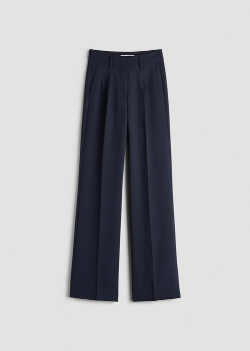 Pleated WIDE Leg Dress Pants for Tall Women in Navy