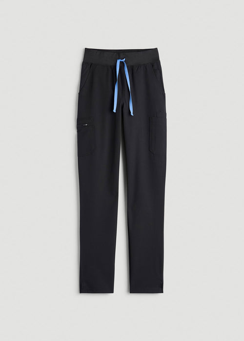 Cargo Scrub Pants for Tall Women in Black