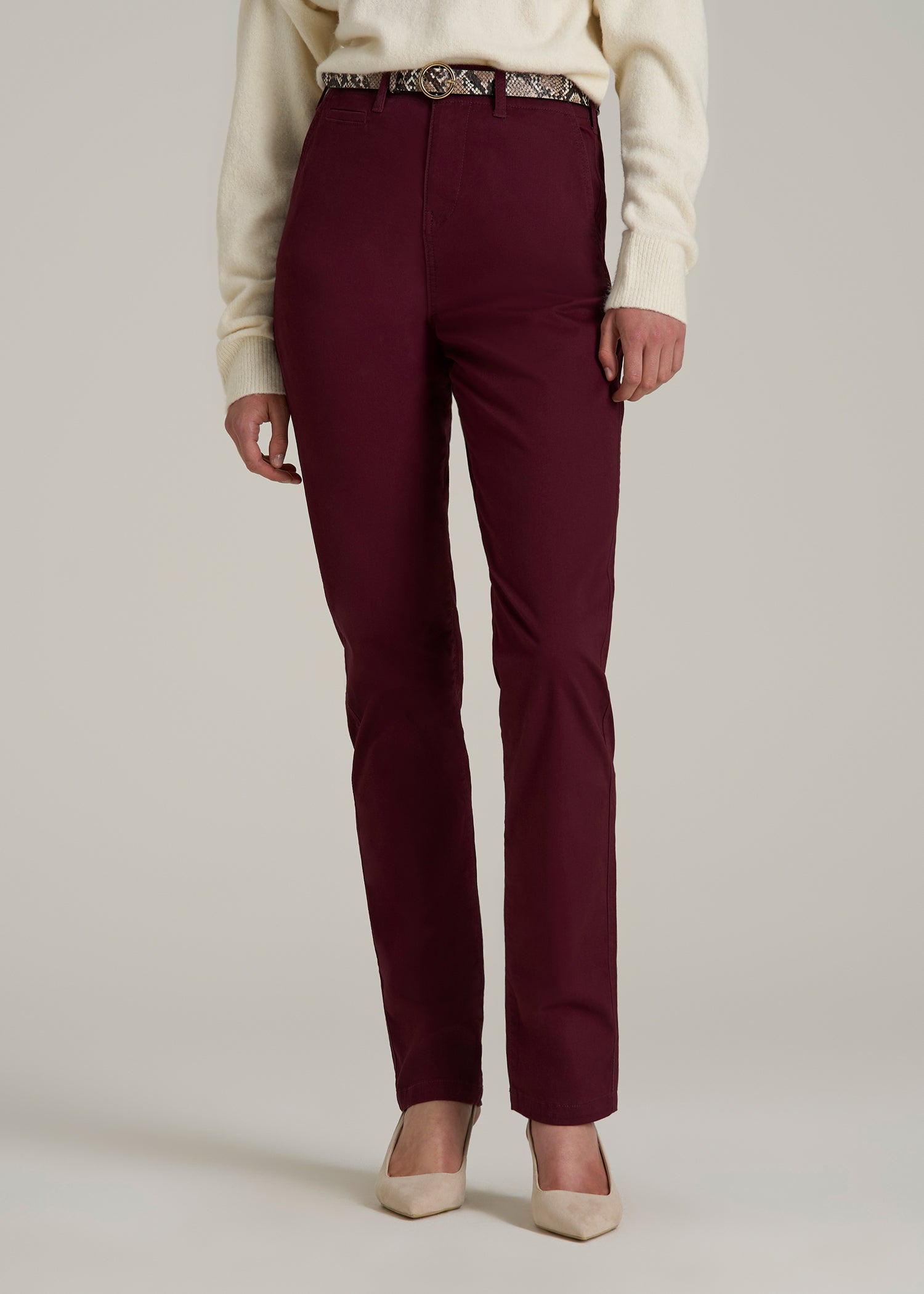 High Rise Tapered Chino Pants for Tall Women in Port Royale