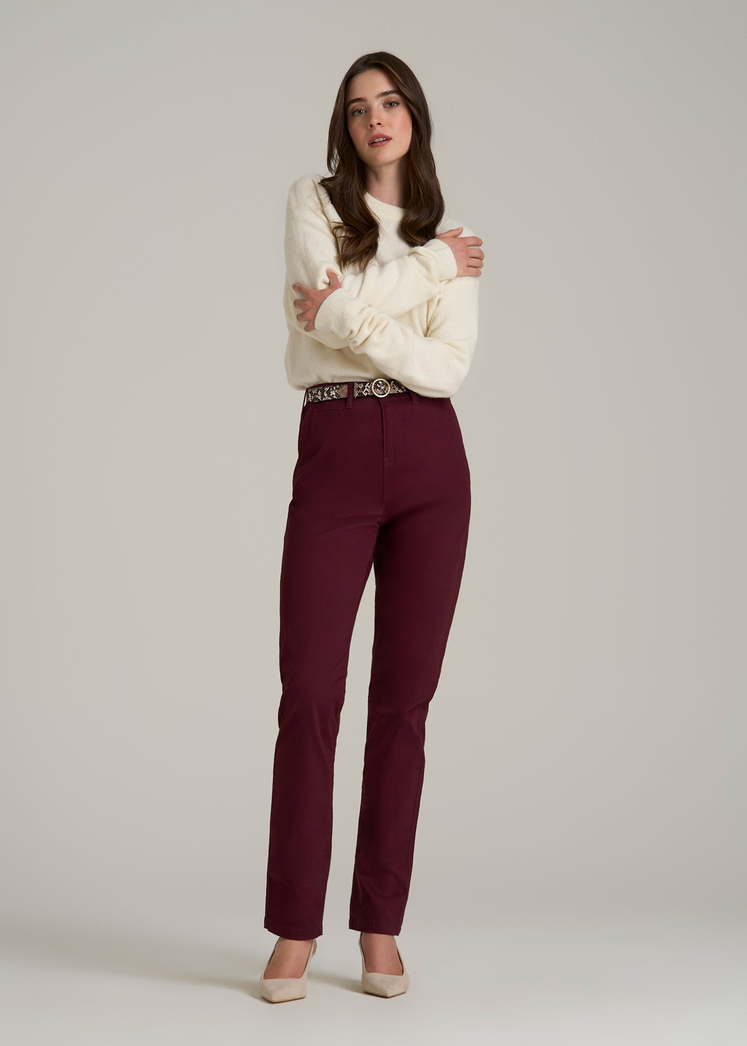 High Rise Tapered Chino Pants for Tall Women in Port Royale
