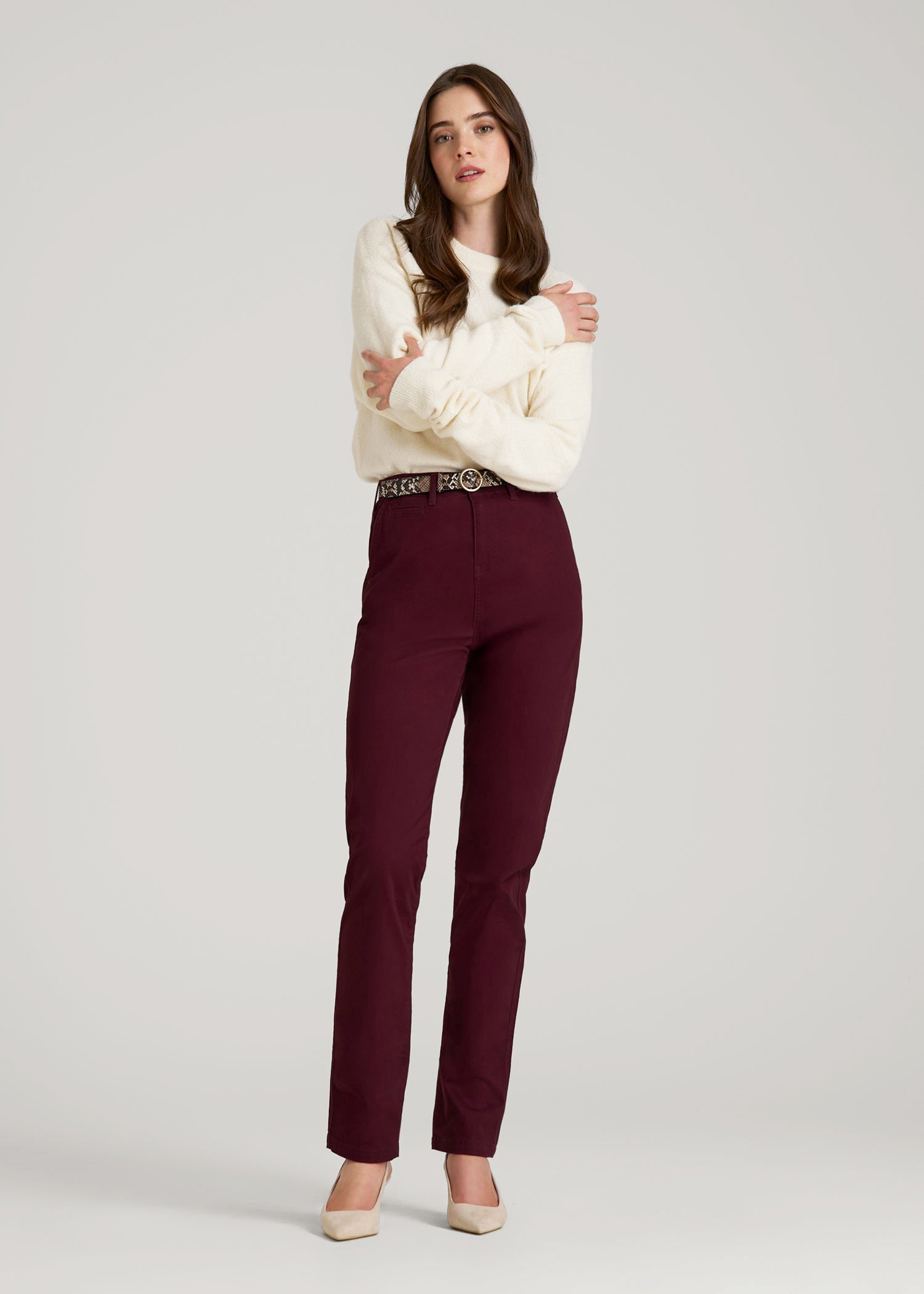 High Rise Tapered Chino Pants for Tall Women in Port Royale