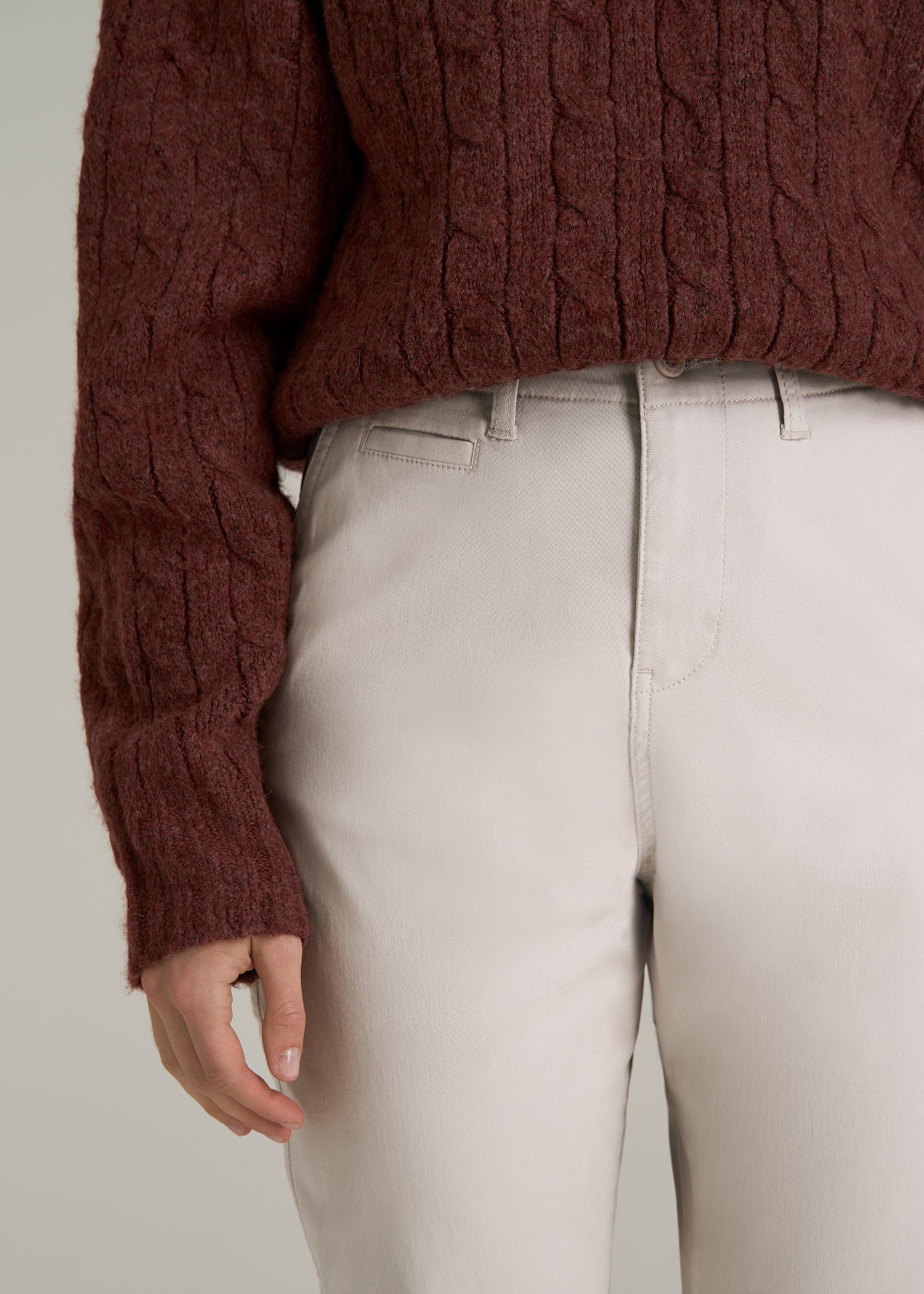 High Rise Tapered Chino Pants for Tall Women in Vanilla Latte