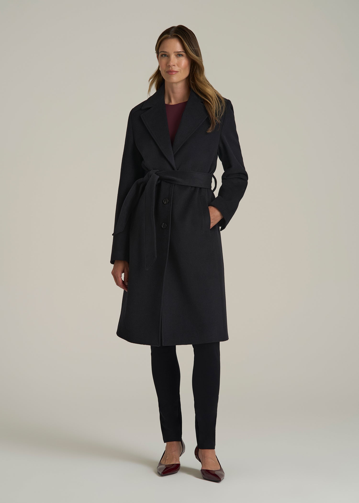 Wool Coat for Tall Women in Black