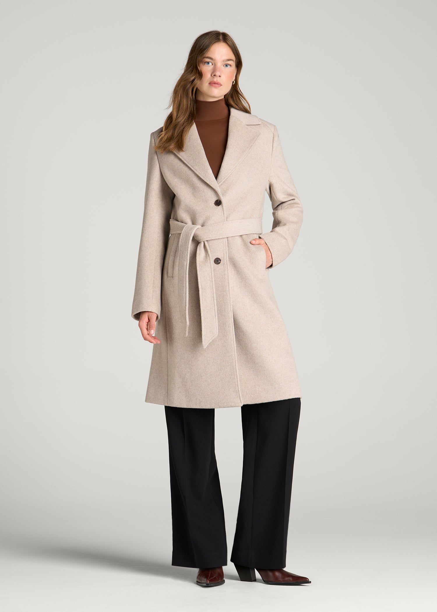 Wool Coat in for Tall Women Simply Taupe Mix