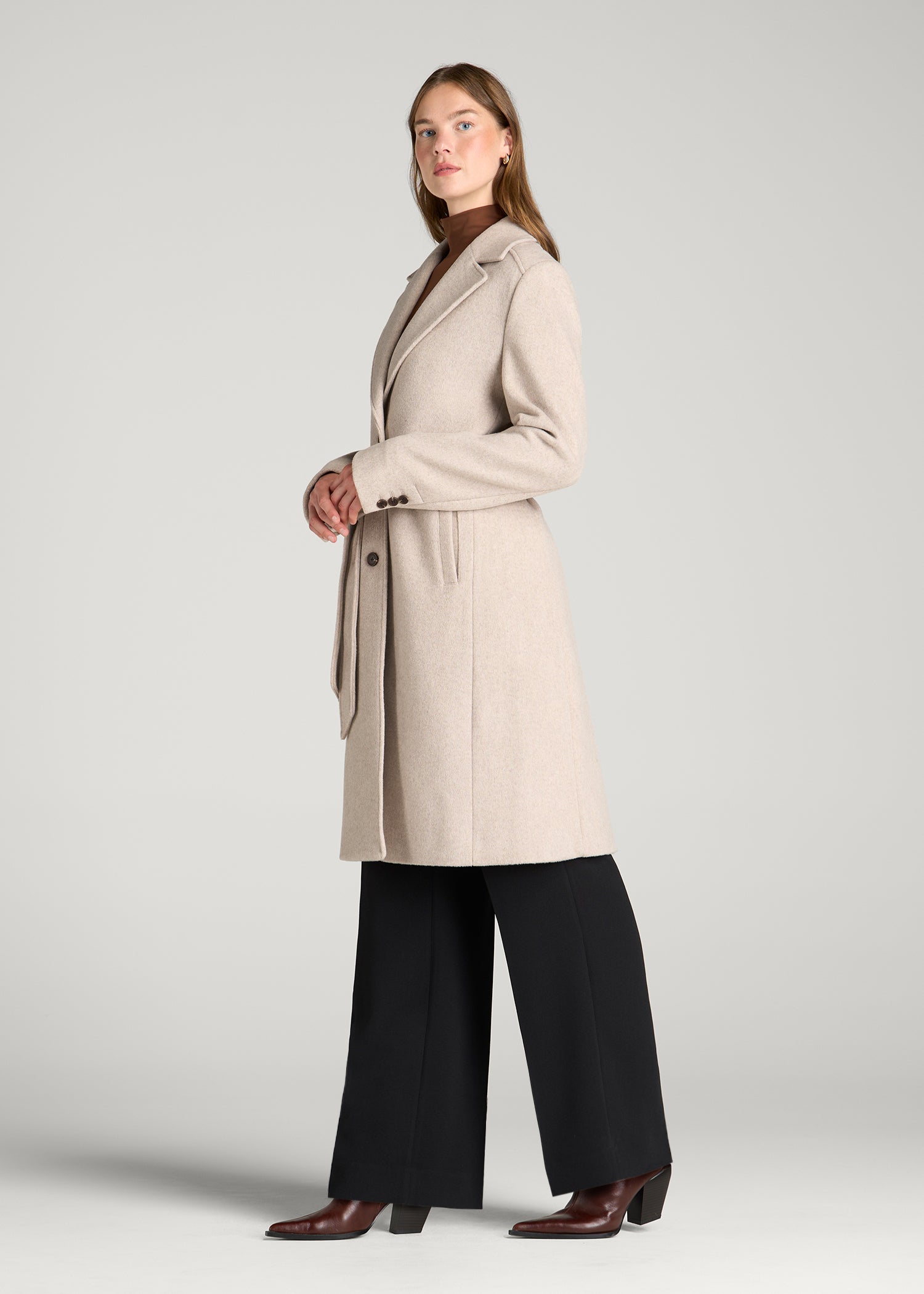 Wool Coat in for Tall Women Simply Taupe Mix