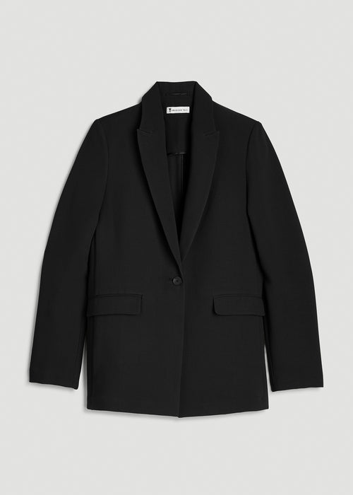 Deconstructed Crepe Blazer for Tall Women in Black