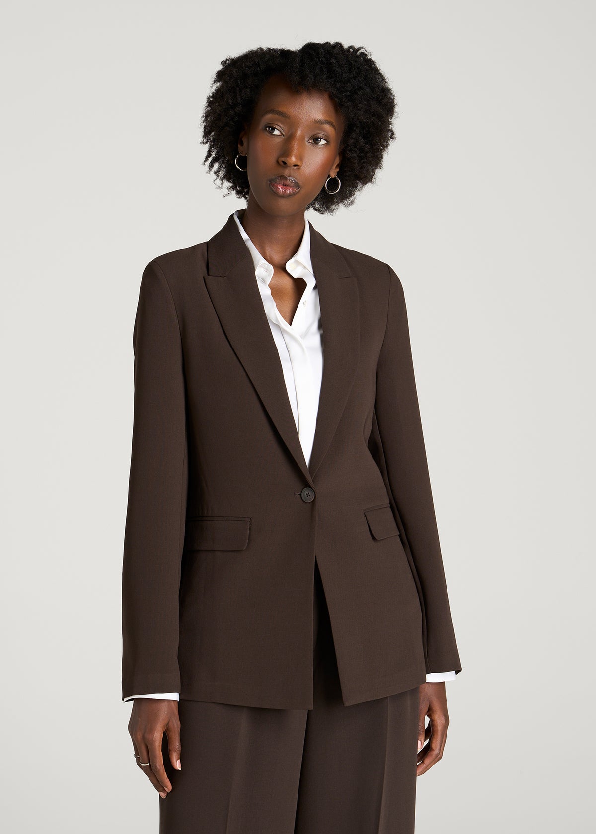 Deconstructed Crepe Blazer for Tall Women in Espresso