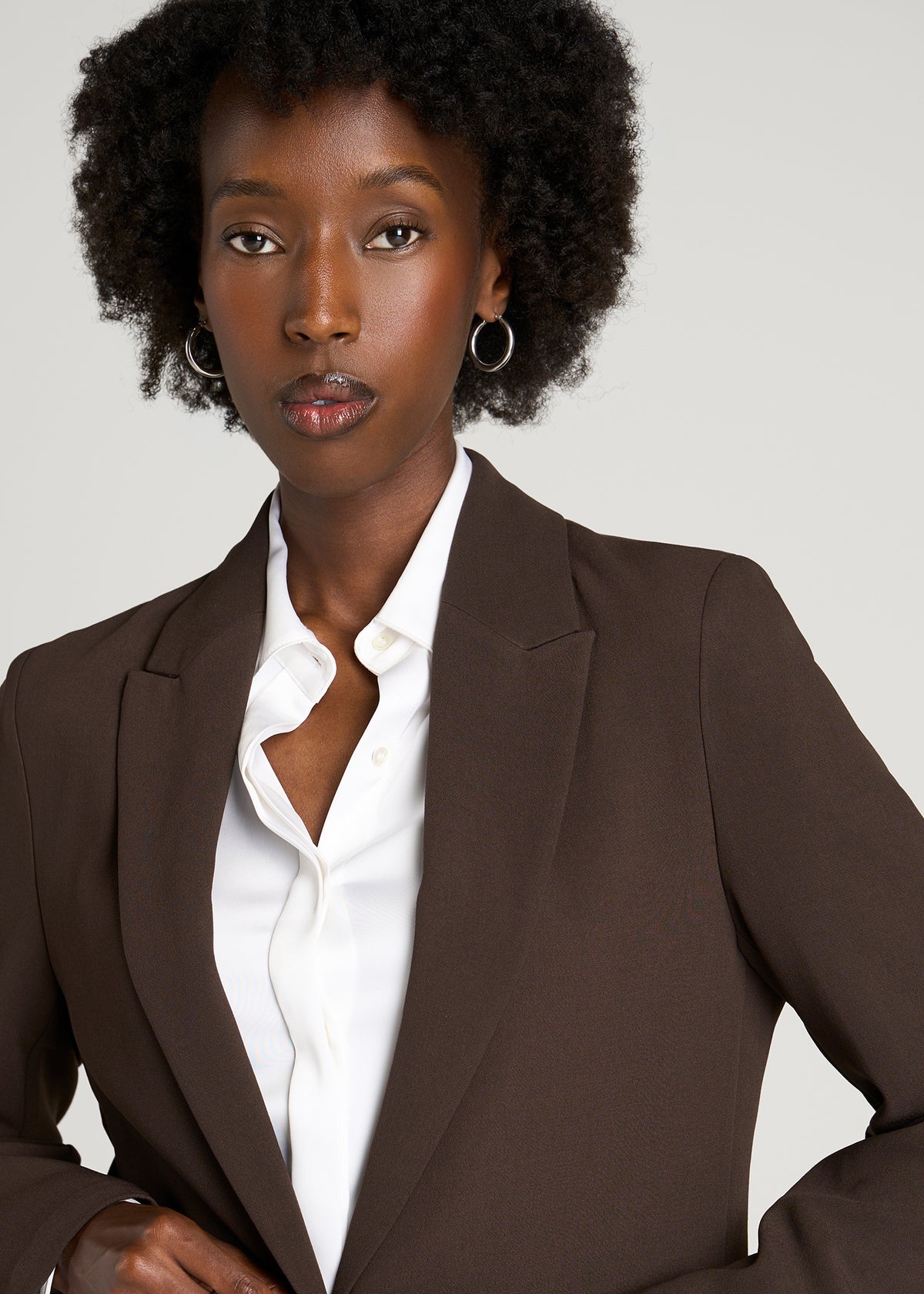 Deconstructed Crepe Blazer for Tall Women in Espresso