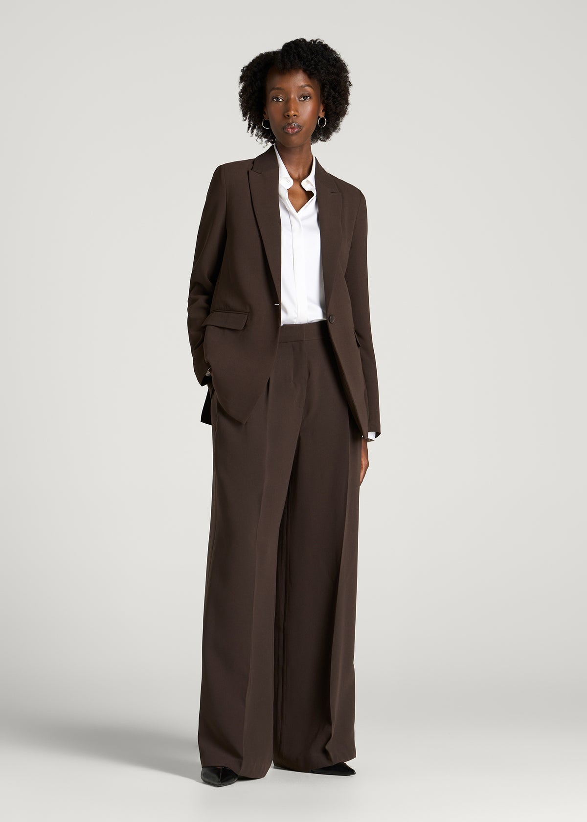 Deconstructed Crepe Blazer for Tall Women in Espresso