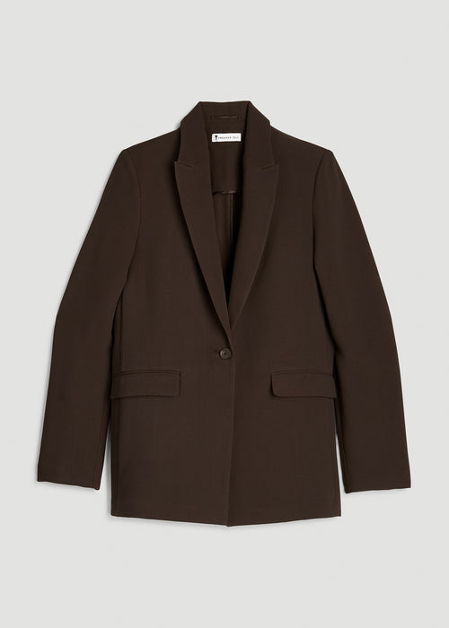 Deconstructed Crepe Blazer for Tall Women in Espresso