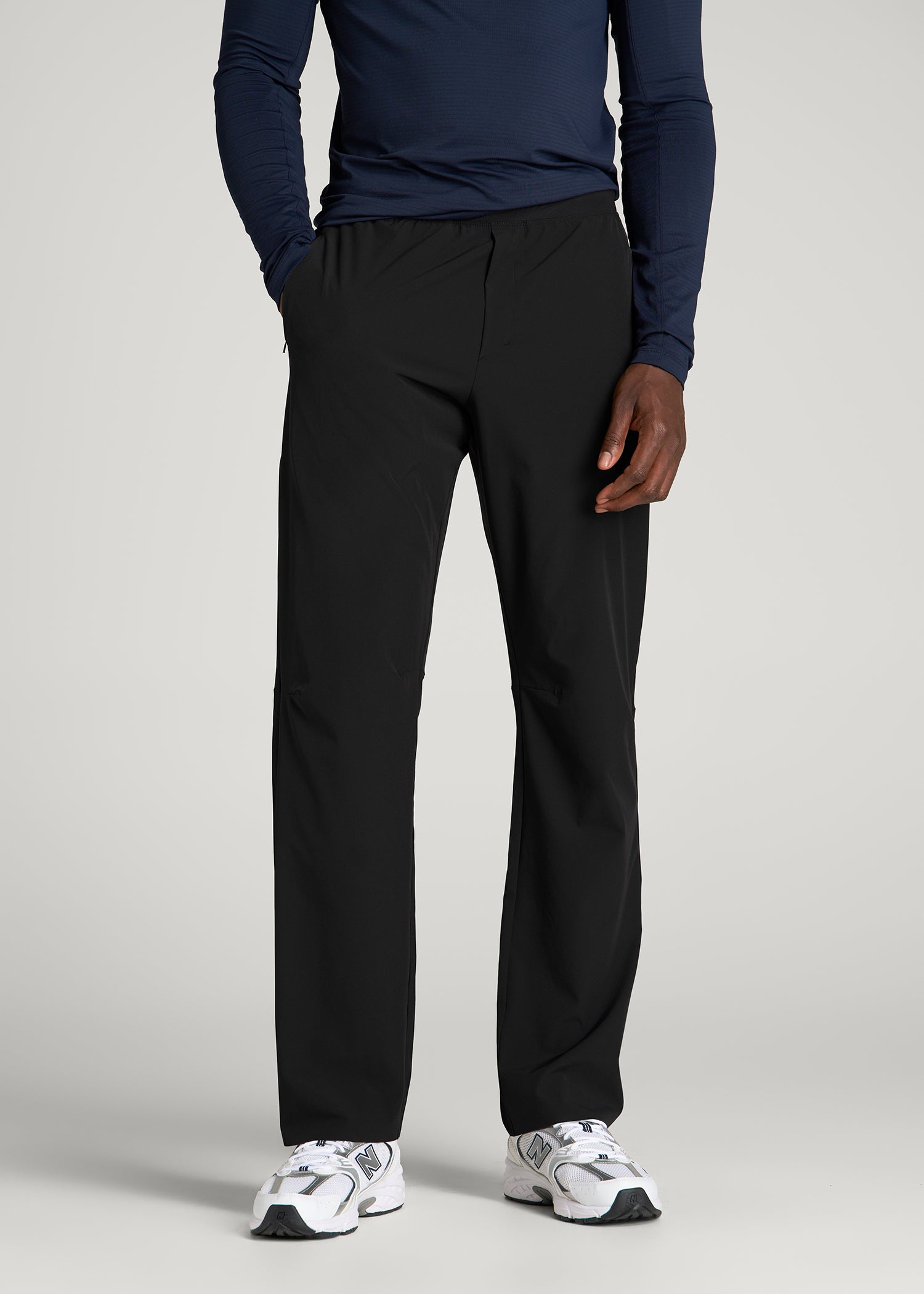 Featherweight Straight Leg Track Pant for Tall Men in Black