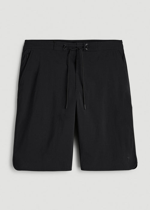 Stretch Board Shorts for Tall Men in Deep Black