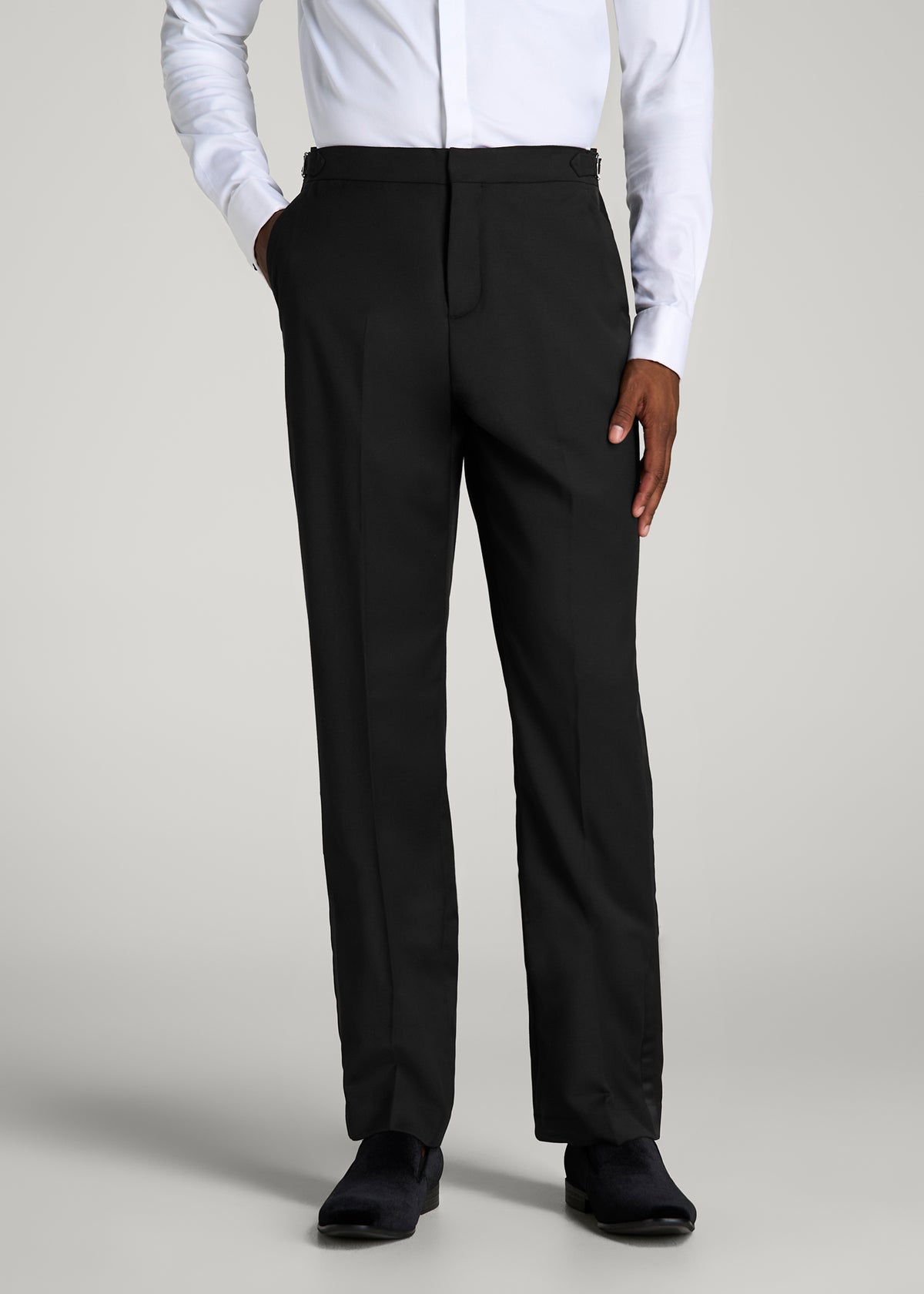 Tuxedo Trousers with Adjustable Waist for Tall Men in Black