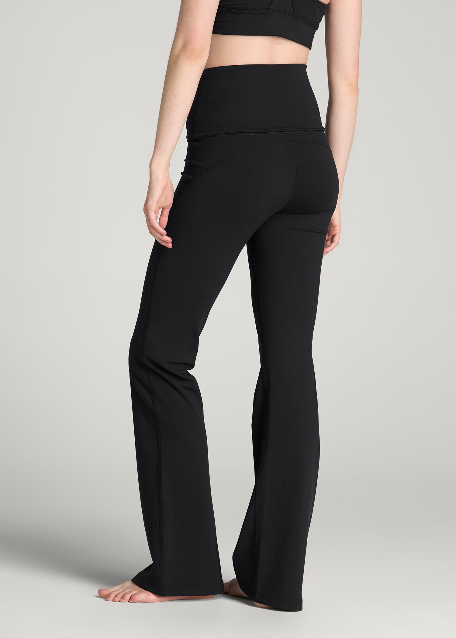Balance Fold-over Flare Legging for Tall Women in Black