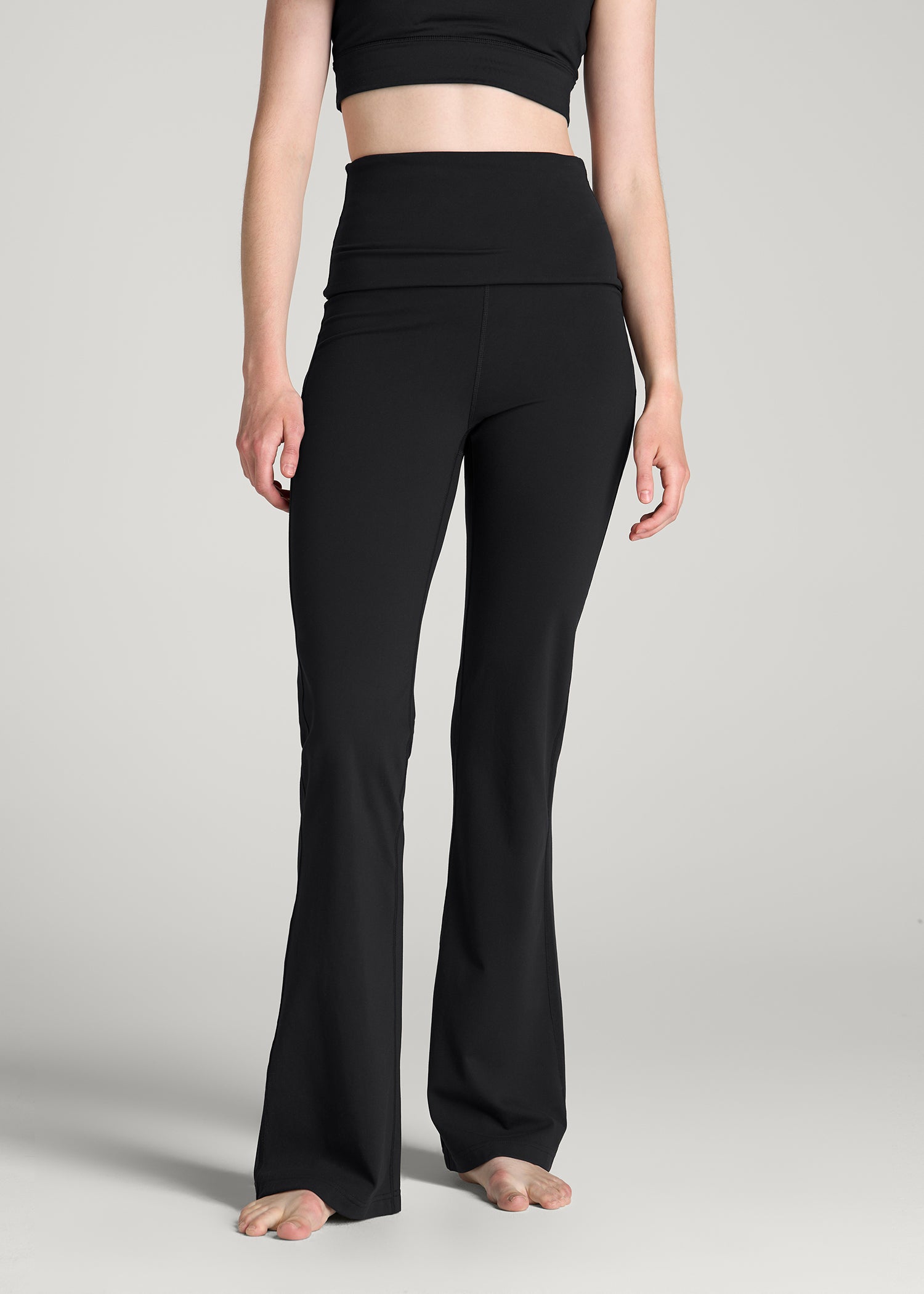 Balance Fold-over Flare Legging for Tall Women in Black