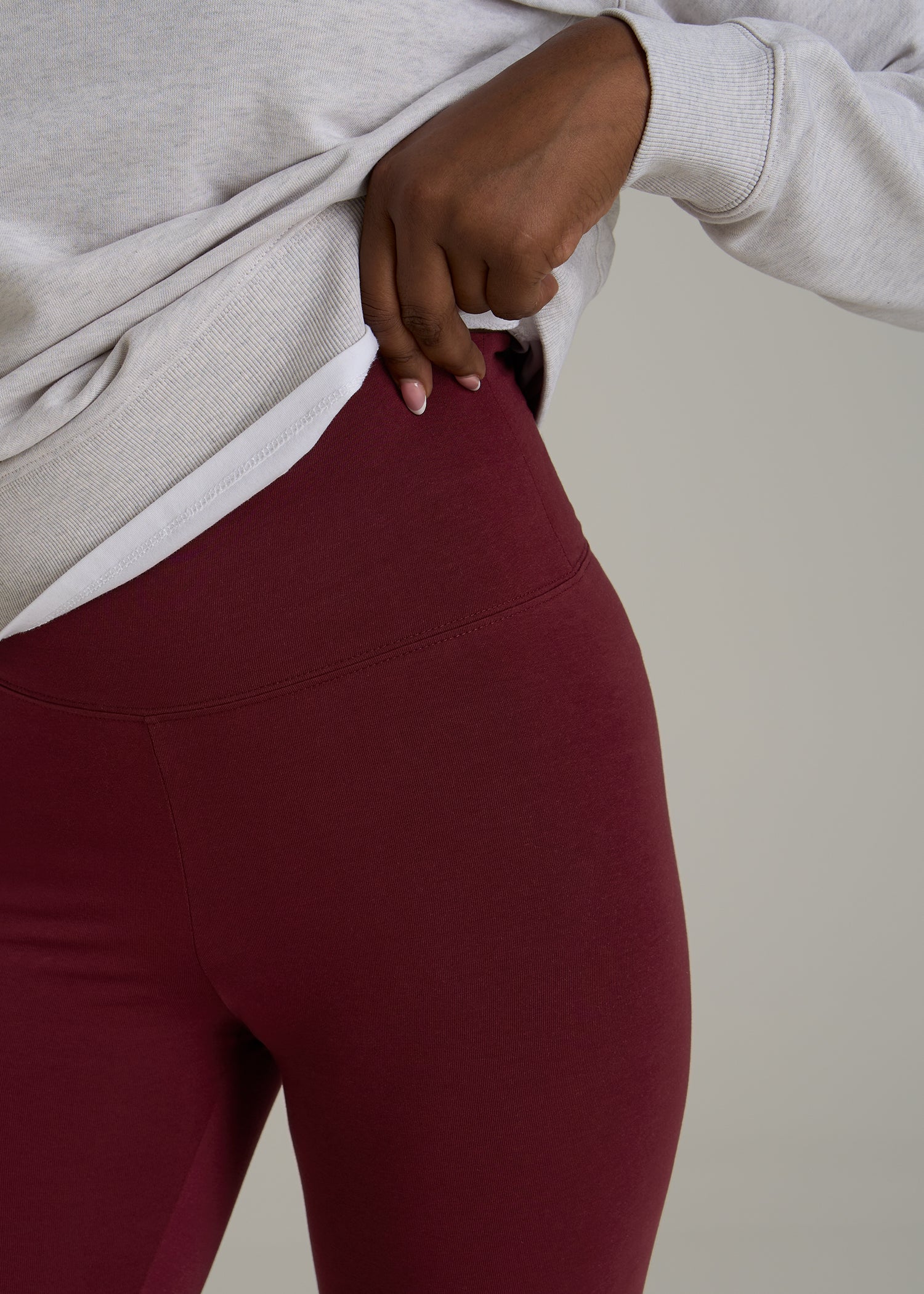 Cotton Leggings for Tall Women in Tawny Port