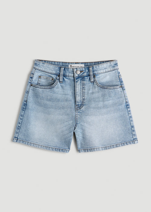 Denim Shorts for Tall Women in Surfer Blue