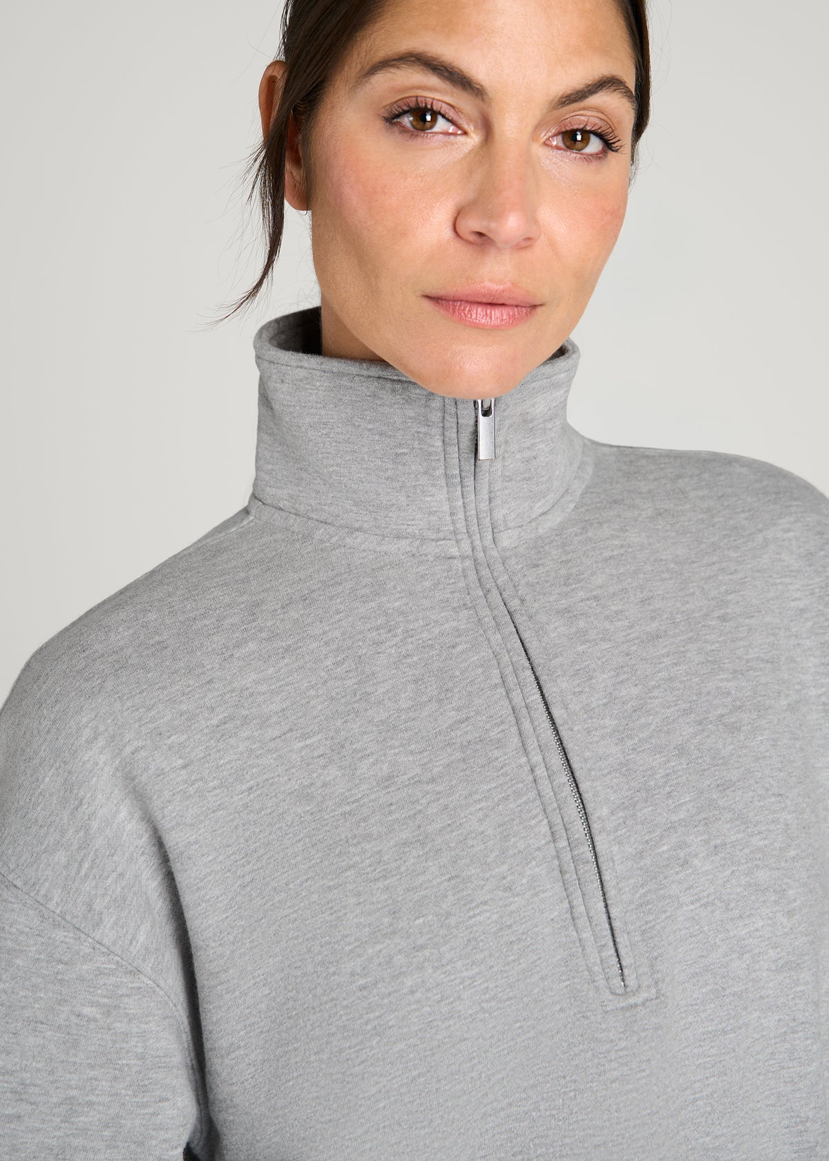 Everyday Fleece Half-Zip Sweatshirt for Tall Women in Grey Mix