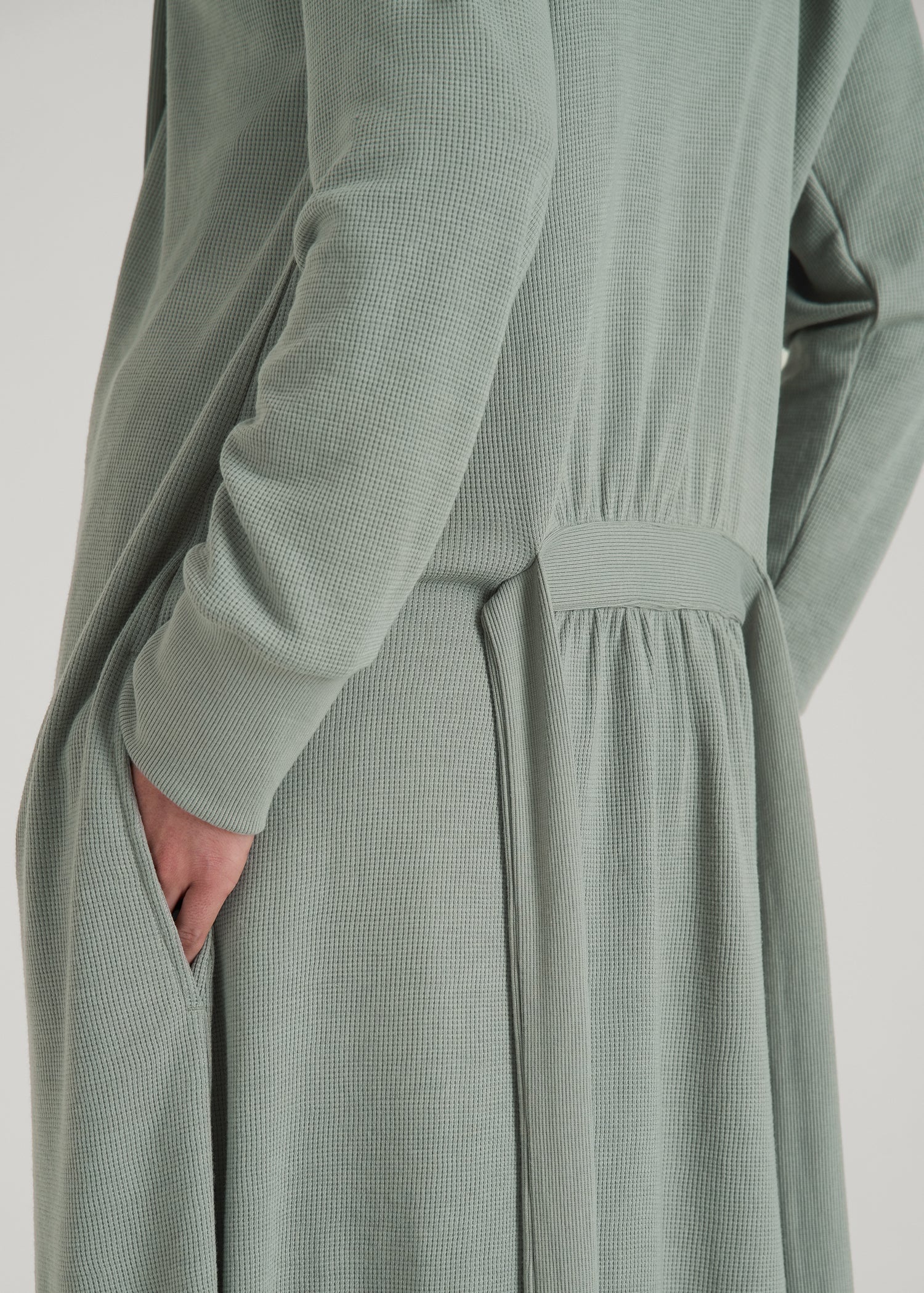 Waffle Lounge Robe for Tall Women in Seagrass
