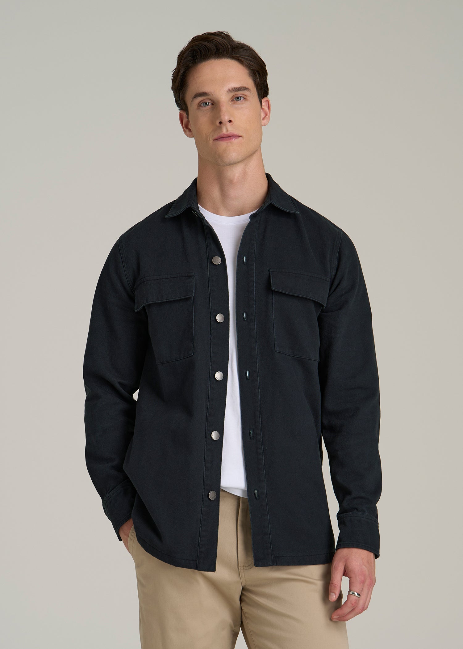 Casual Twill Shirt Jacket for Tall Men American Tall