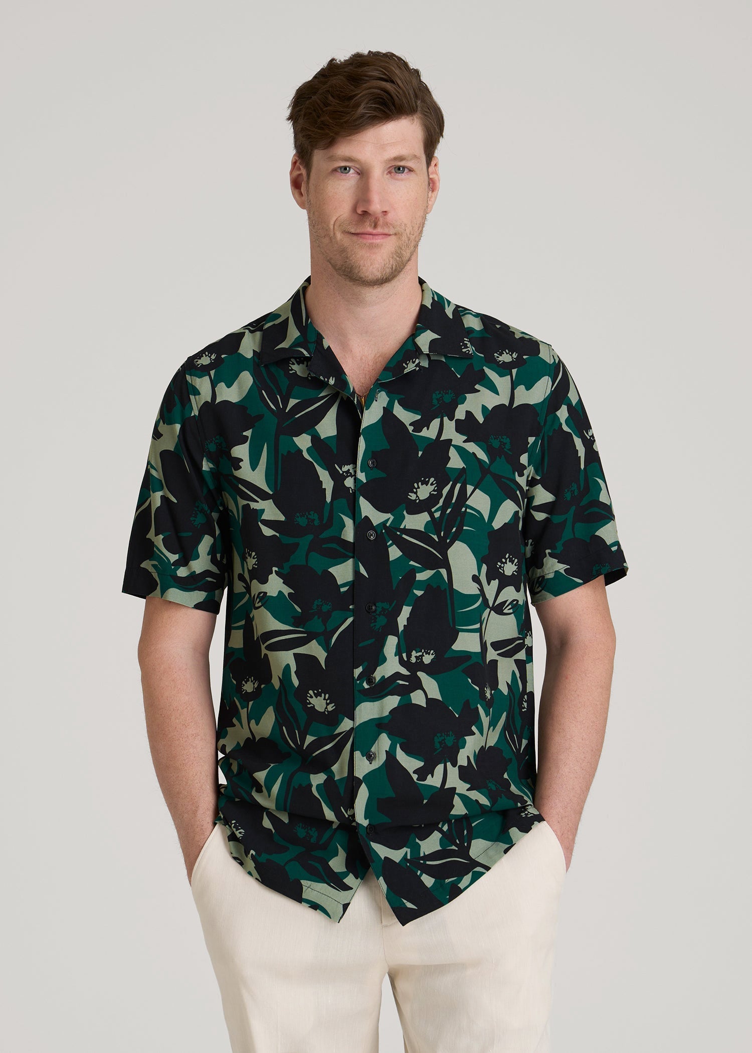 green floral dress shirt men Vintage Summer Seersucker Button Down Shirt for Men in Green Floral