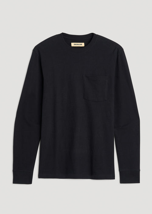 LJ&S Long Sleeve Workwear Pocket Tee for Tall Men in Black