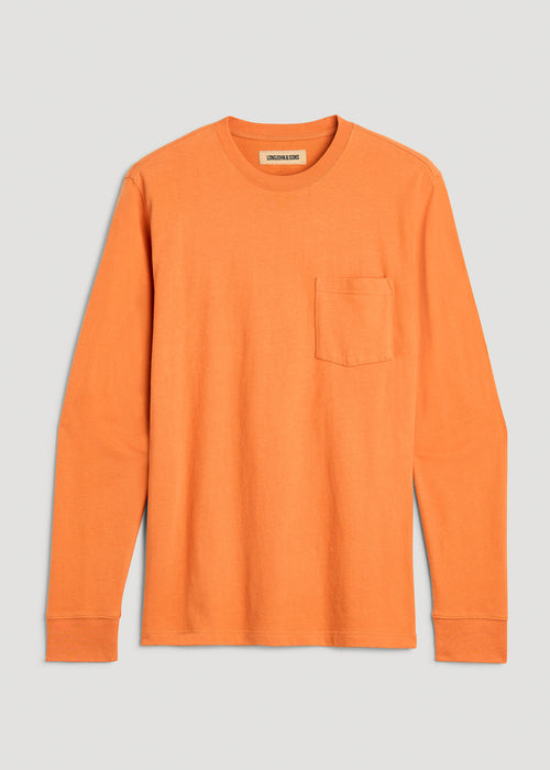 LJ&S Long Sleeve Workwear Pocket Tee for Tall Men in Marmalade