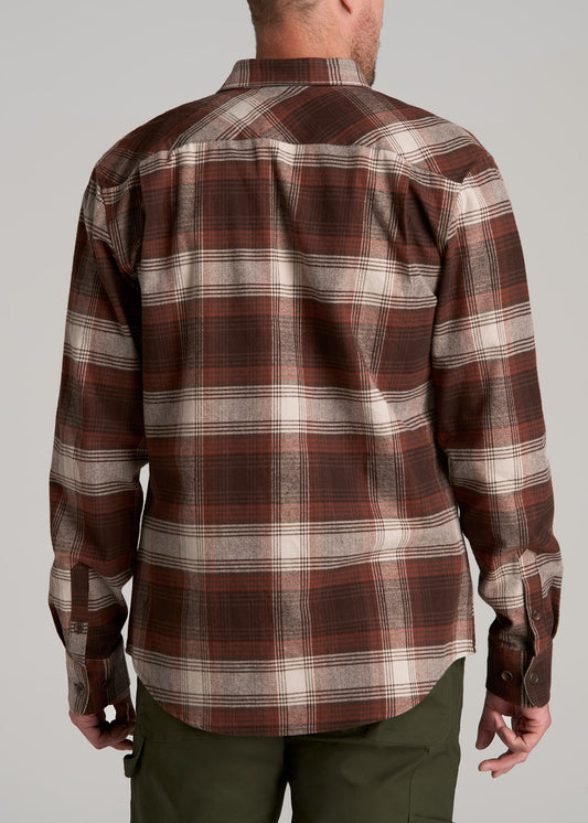 LJ&S Rugged Plaid Shirt Men's in Dark Brown and Beige Plaid