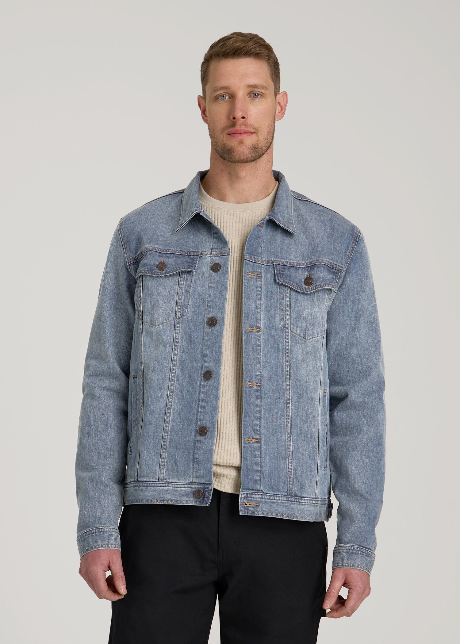 LJ&S Denim Jacket for Tall Men in Medium Blue – American Tall