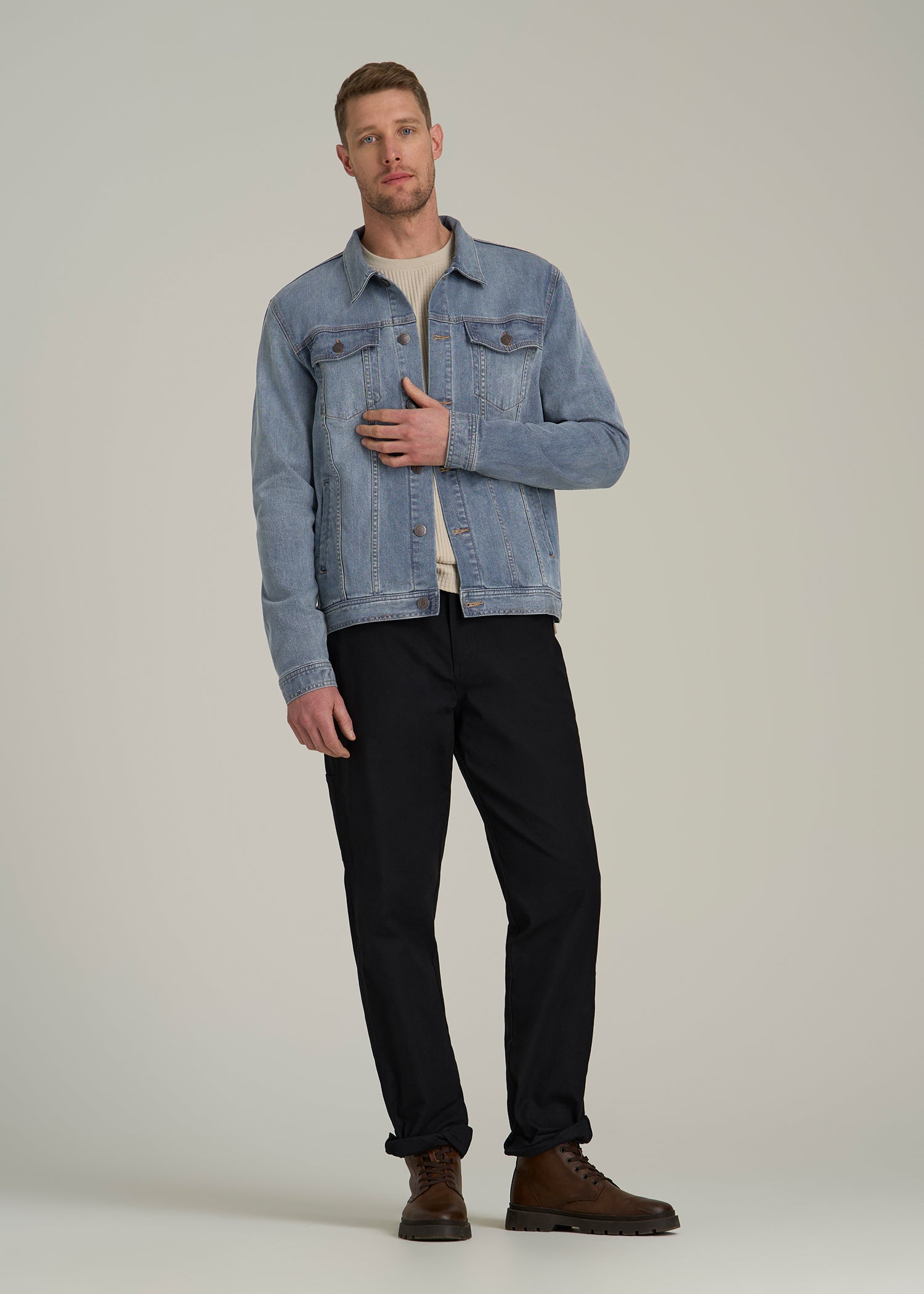 LJ&S Denim Jacket for Tall Men in Medium Blue