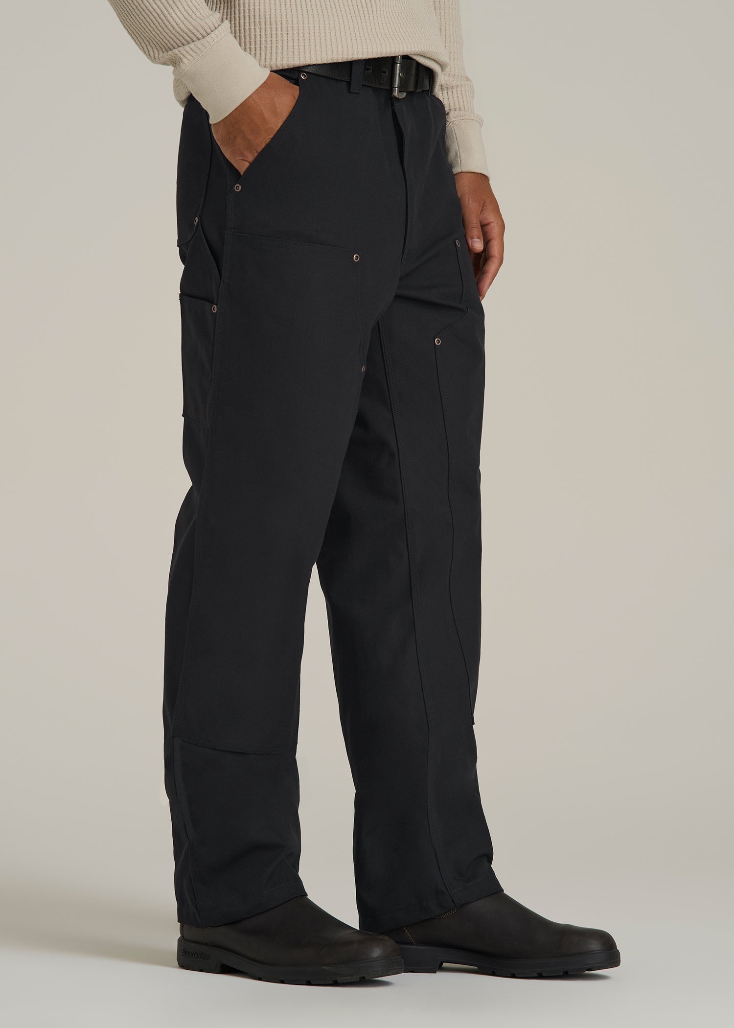 LJ&S Double Front Utility Work Pants for Tall Men in Black