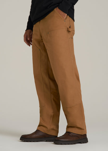 LJ&S Double Front Utility Work Pants for Tall Men in Vintage Tan