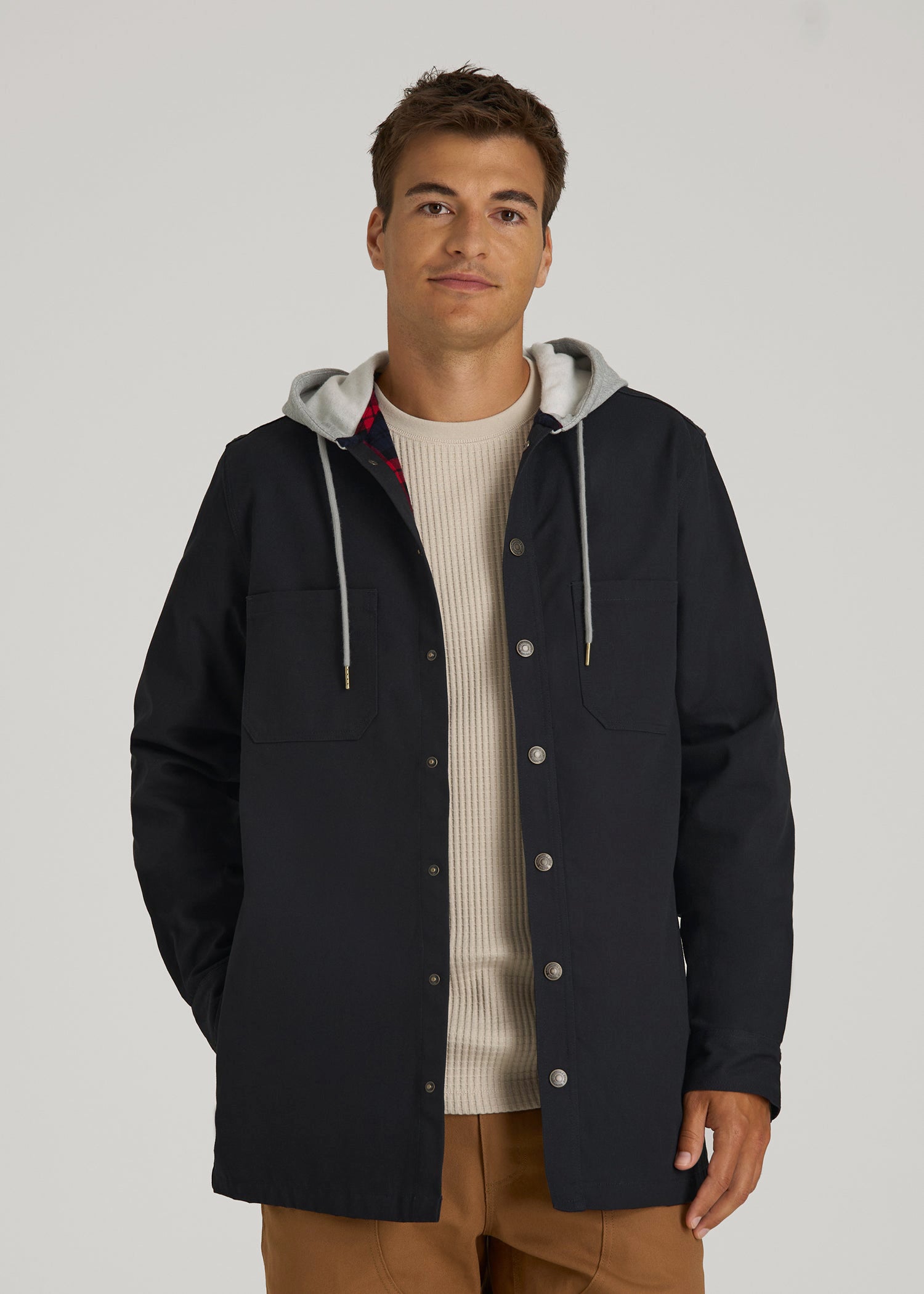 LJ&S Flannel-Lined Canvas Shirt Jacket for Tall Men | American Tall