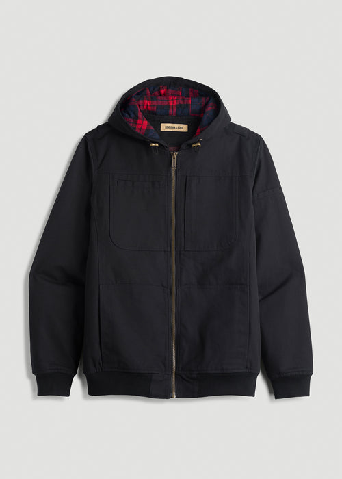 LJ&S Flannel-Lined Canvas Work Jacket for Tall Men in Black