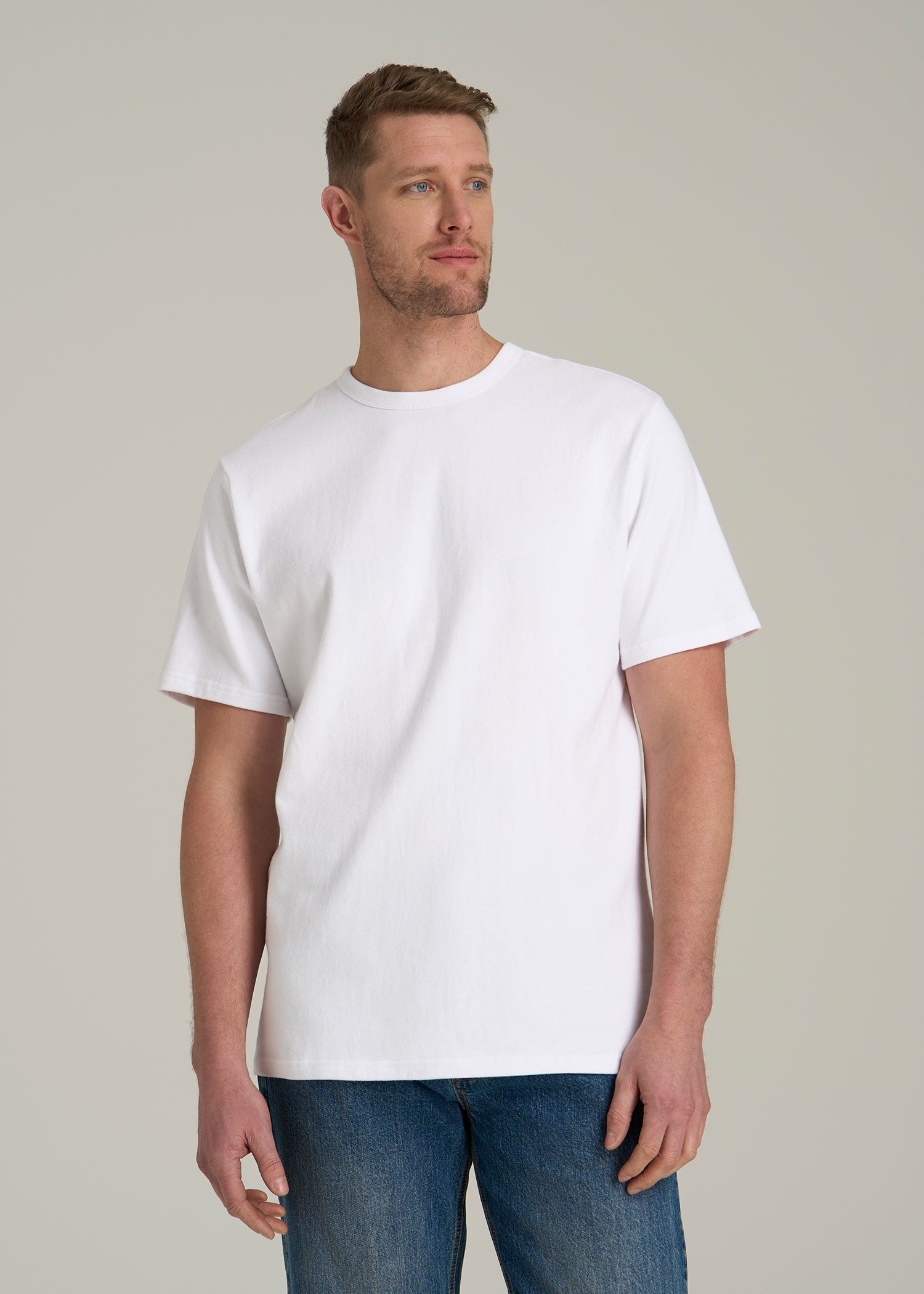 White Tall Tee: Men's Tall Heavyweight White Tee | American Tall