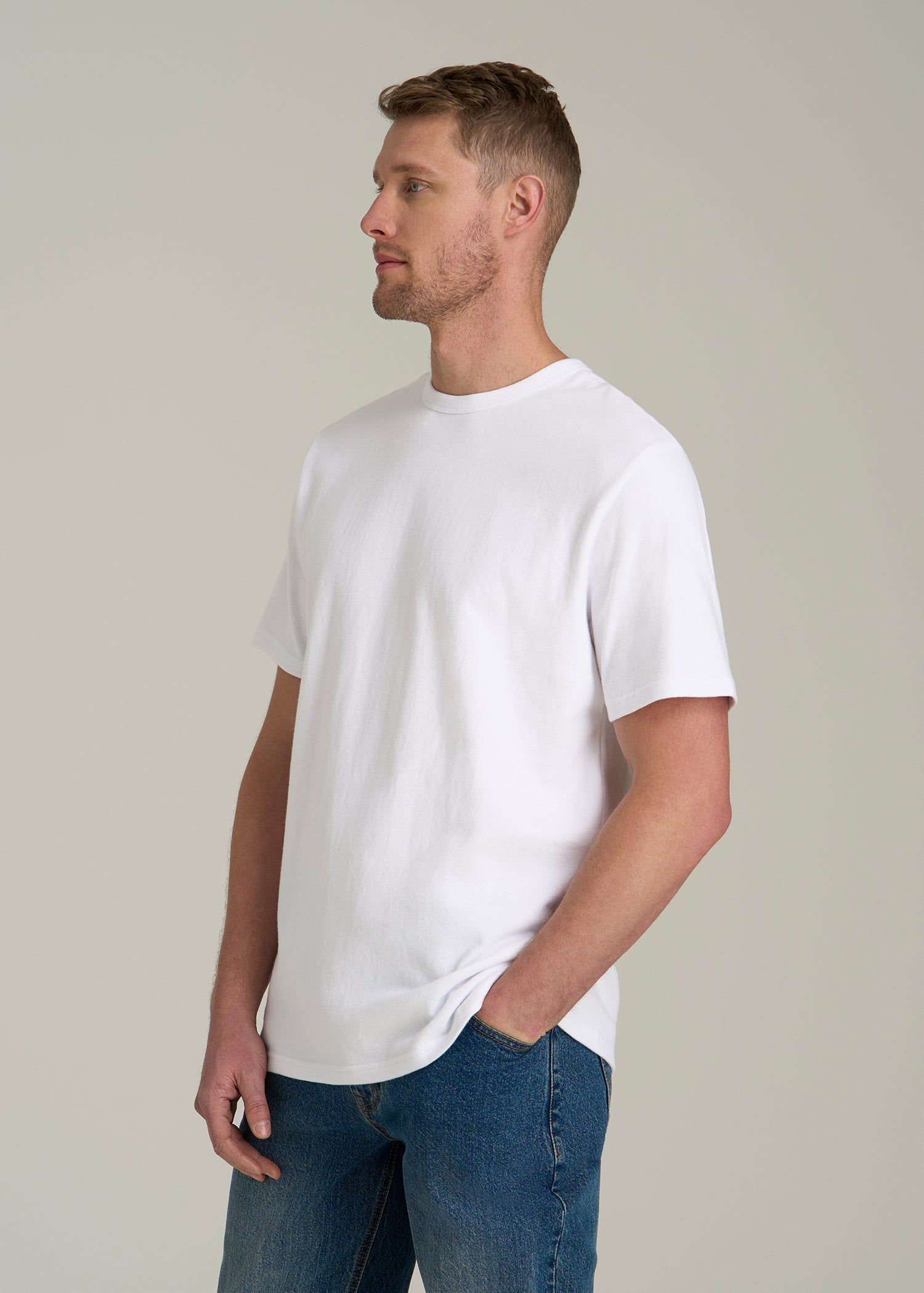 LJ&S Heavyweight Relaxed Fit Tee for Tall Men in White