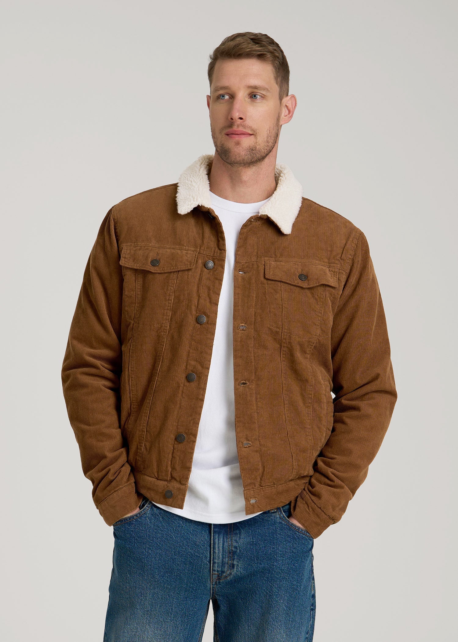 LJ&S Sherpa Corduroy Trucker Men's Tall Jacket | American Tall