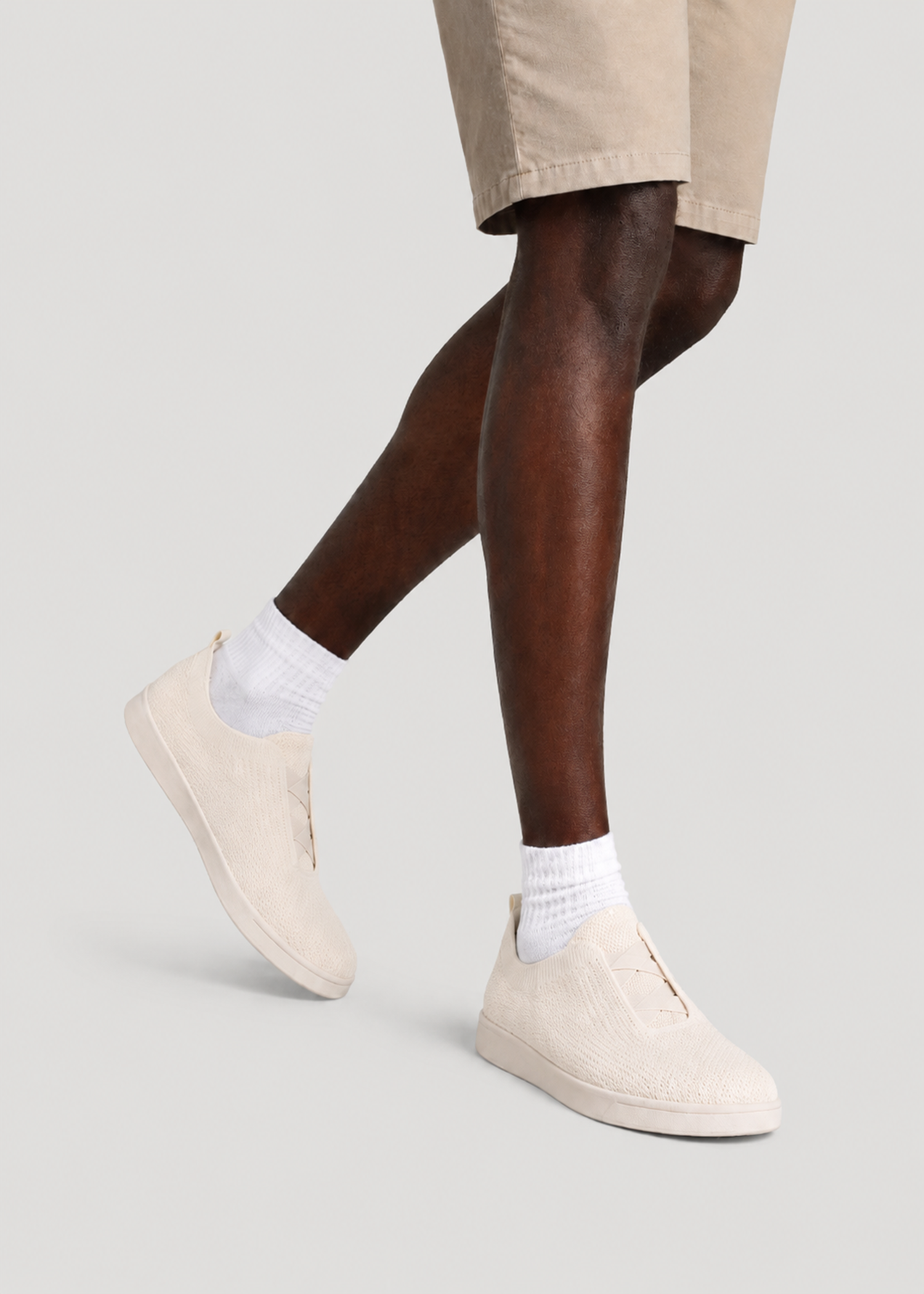 Lightweight Knit Sneakers for Tall Men in White Sand