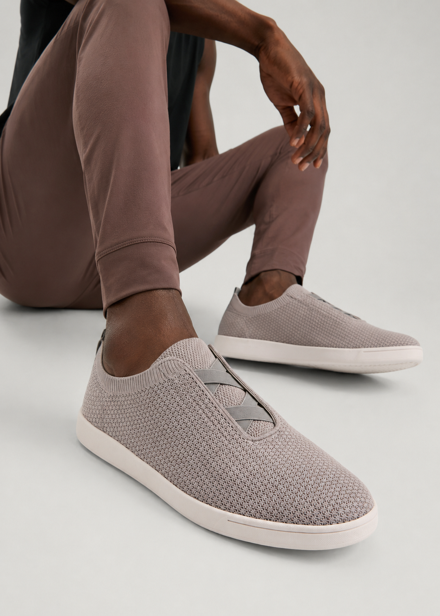 Lightweight Knit Sneakers for Tall Men in Moon Rock
