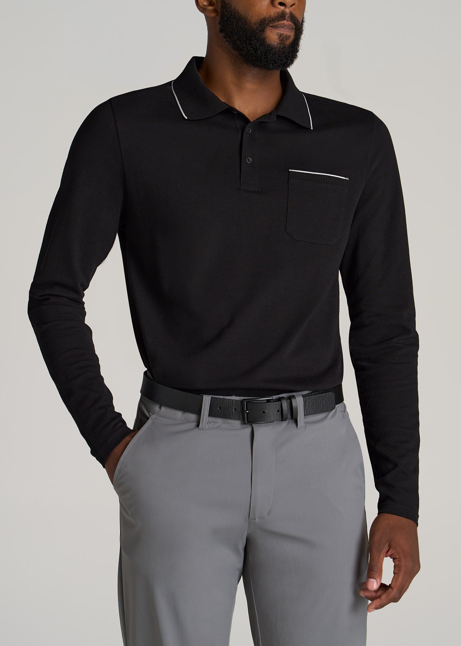 Black and white polo dress shirt Clearance