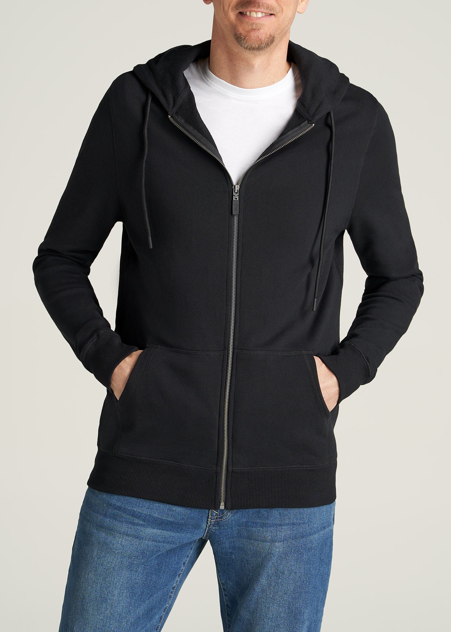Wearever French Terry Full-Zip Men's Tall Hoodie in Black 2XL / Tall / Black